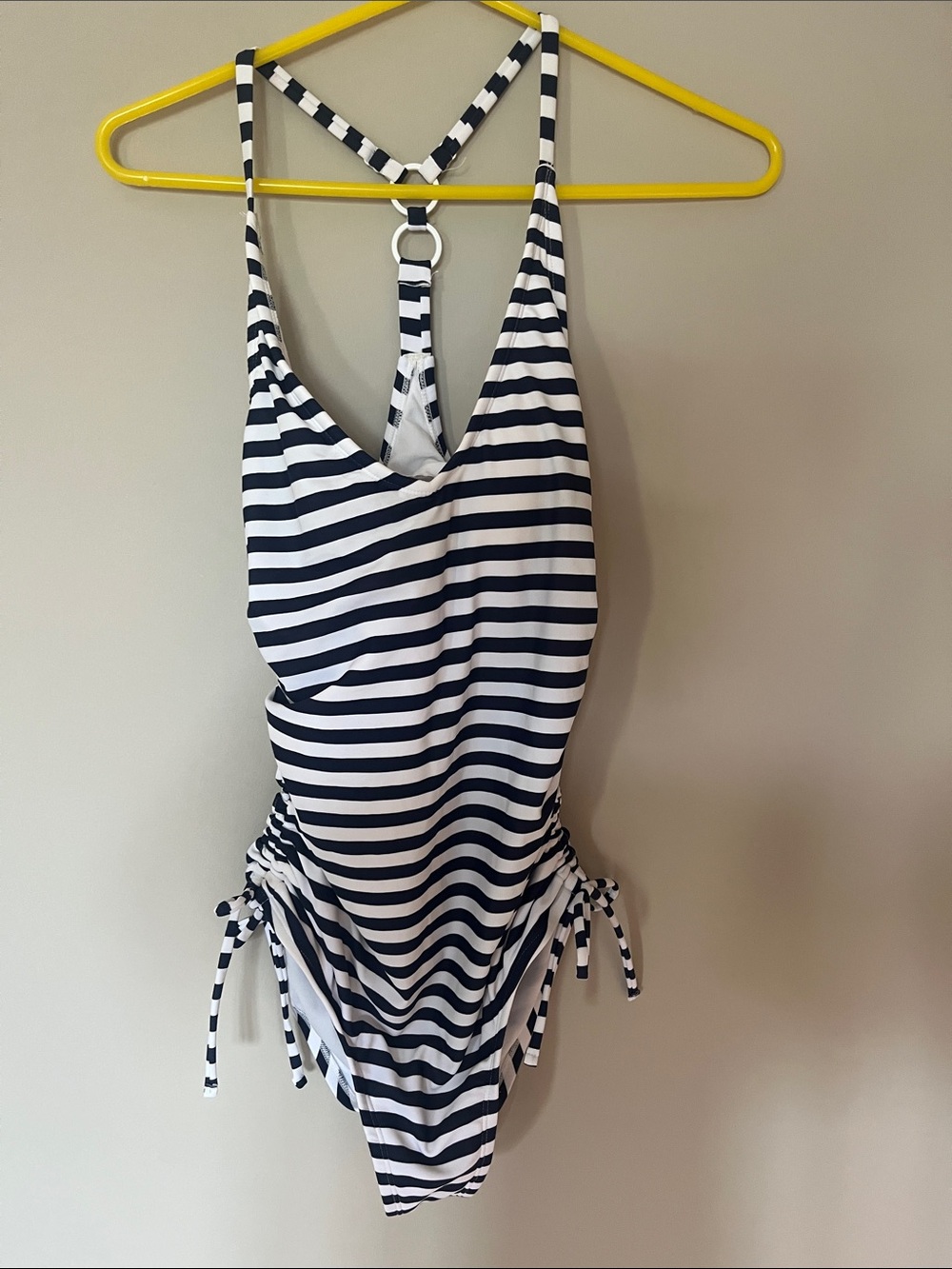 Women’s Navy and White Striped One-Piece Swimsuit
